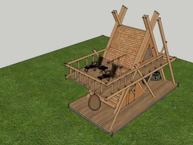 Sketchup别墅模型|度假木屋，现代风格