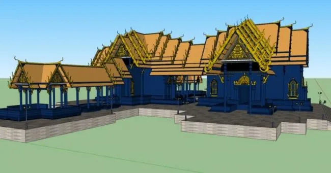 Sketchup别墅模型|东南亚亭子，一层