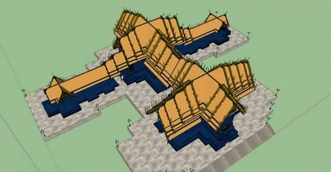 Sketchup别墅模型|东南亚亭子，一层