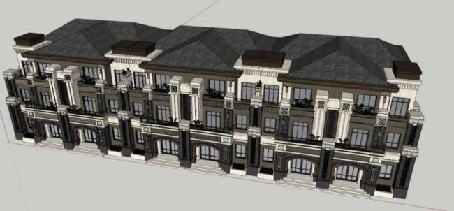Sketchup别墅模型|联排别墅，古典风格