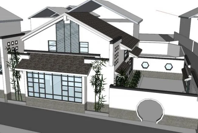 Sketchup别墅模型|独栋别墅，中式风格