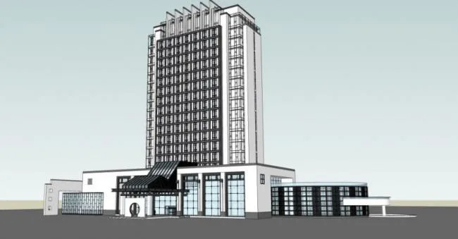 Sketchup别墅模型|高层酒店，东方新古典
