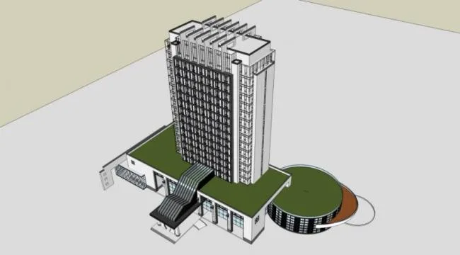 Sketchup别墅模型|高层酒店，东方新古典