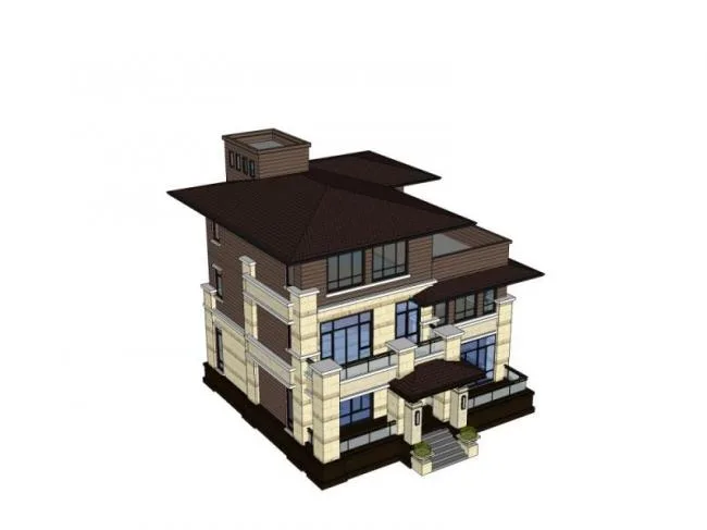 Sketchup别墅模型|叠拼别墅，现代风格