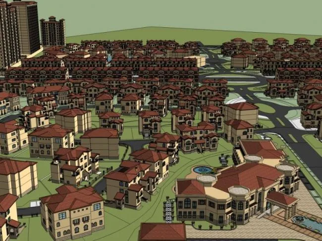 Sketchup别墅模型|别墅群，古典风格