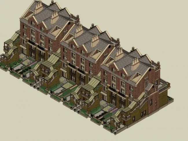 Sketchup别墅模型|联排别墅，英式风格