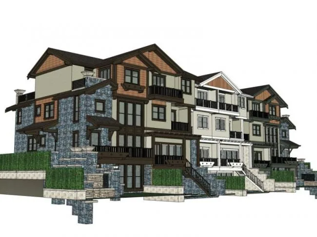 Sketchup别墅模型|联排别墅，北美风格