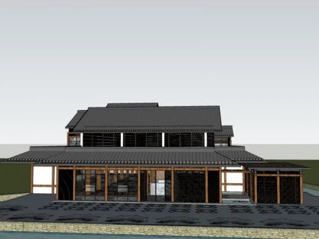 Sketchup别墅模型|独栋别墅，现代中式风格