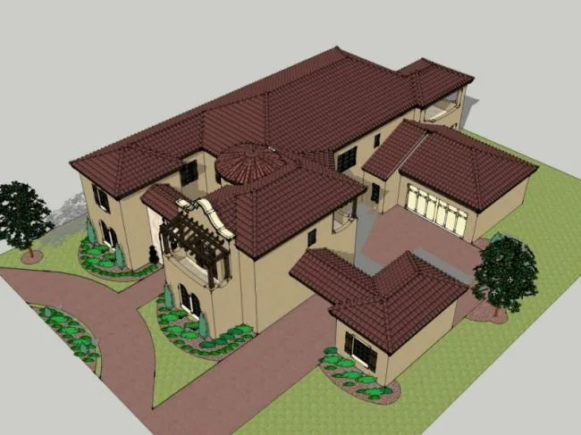 Sketchup别墅模型|独栋别墅，欧式风格