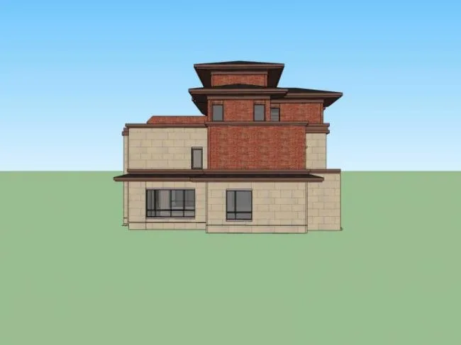 Sketchup别墅模型|双拼别墅，现代风格