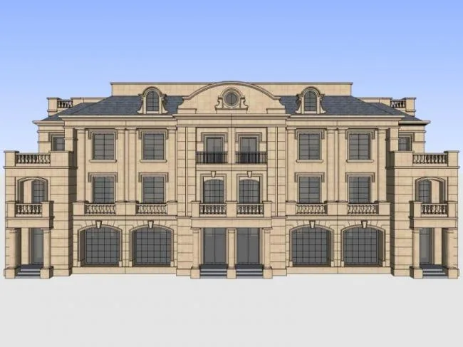 Sketchup别墅模型|叠拼别墅，古典风格