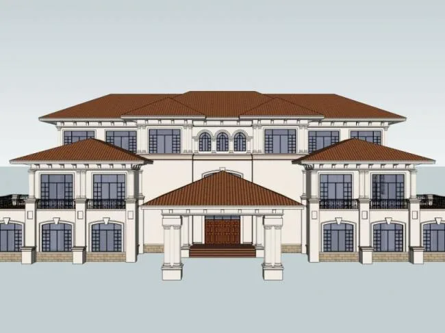 Sketchup别墅模型|独栋别墅，古典风格