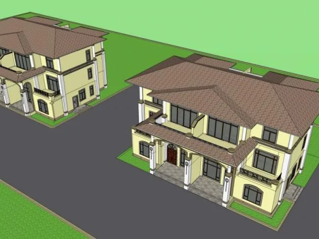 Sketchup别墅模型|独栋别墅，现代风格