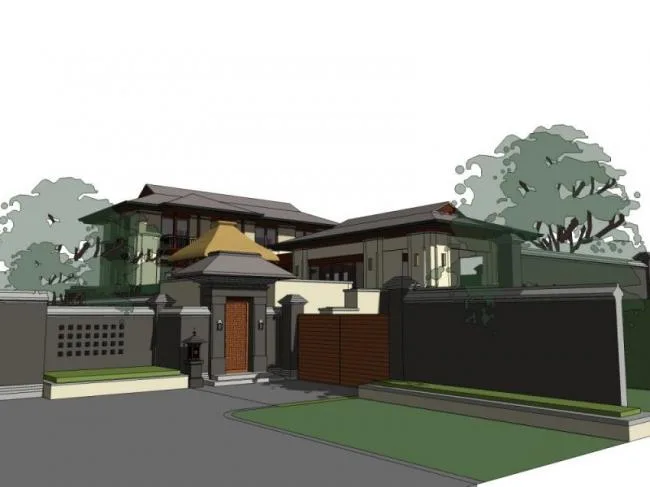 Sketchup别墅模型|叠拼别墅，现代风格