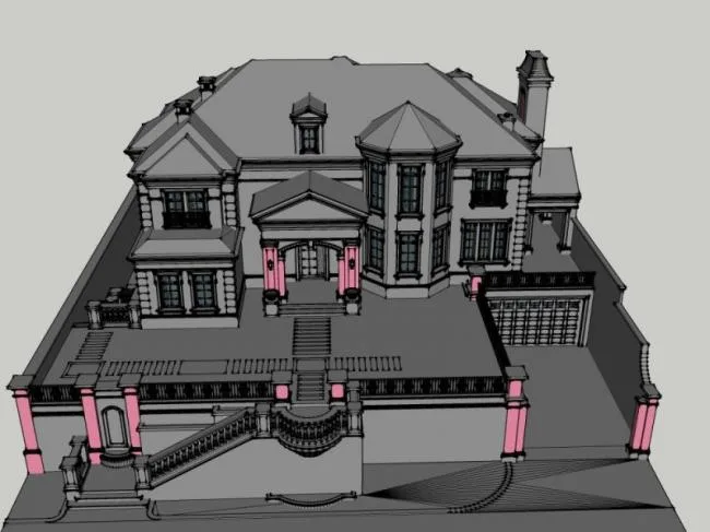 Sketchup别墅模型|独栋别墅，现代风格
