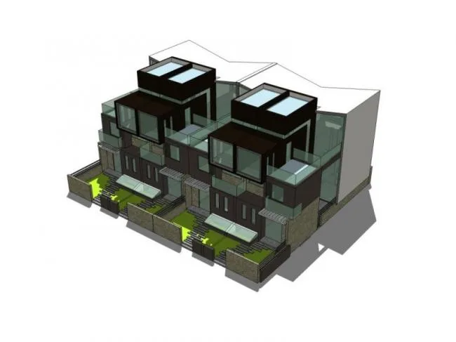 Sketchup别墅模型|双拼别墅，现代风格