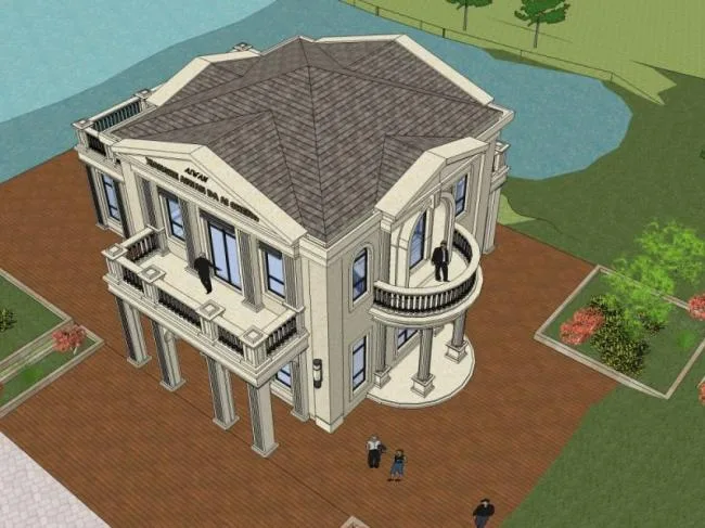 Sketchup别墅模型|独栋住宅，欧式风格