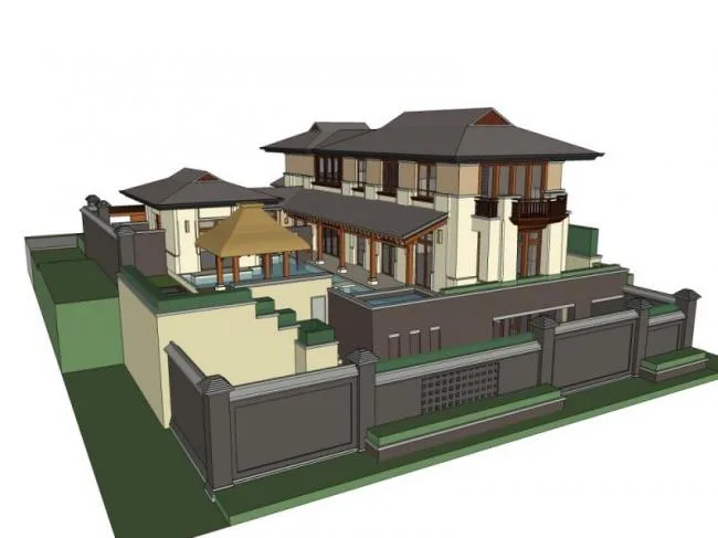 Sketchup别墅模型|独栋别墅，现代风格