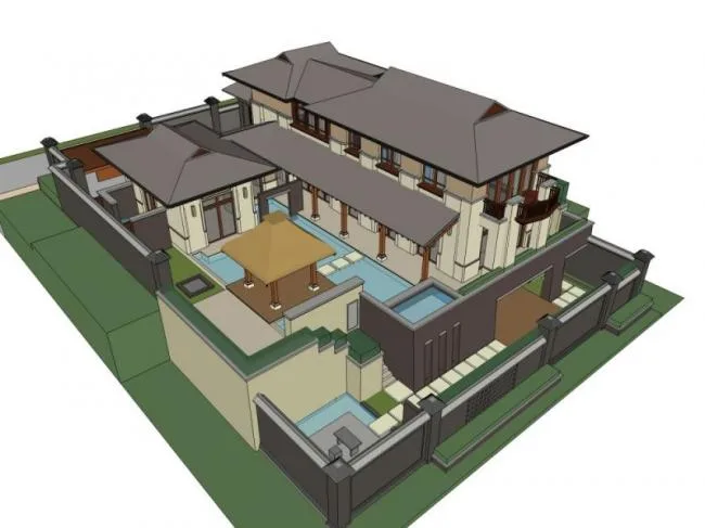Sketchup别墅模型|独栋别墅，现代风格