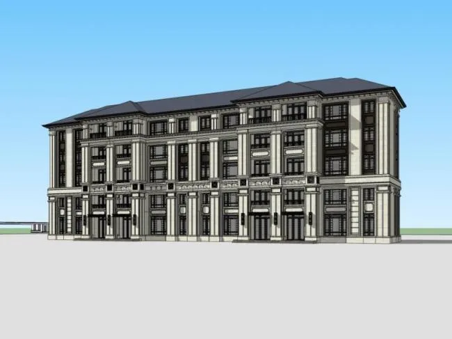 Sketchup别墅模型|联排别墅，现代风格