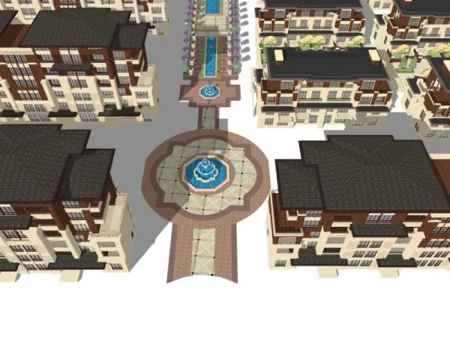 Sketchup别墅模型|别墅群，古典风格