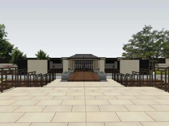 Sketchup别墅模型|酒店别墅院落，现代中式风格
