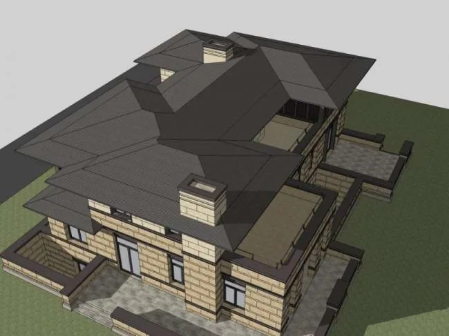 Sketchup别墅模型|独栋别墅，古典风格