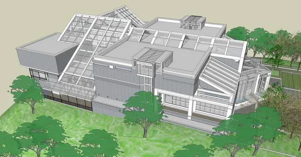 Sketchup别墅模型|山地独栋别墅，现代风格
