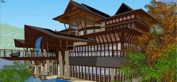 Sketchup别墅模型|独栋别墅，东南亚风格