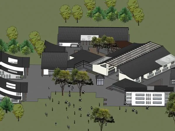 Sketchup别墅模型|半山度假别墅，中式古典风格