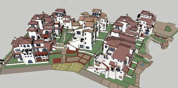 Sketchup别墅模型|别墅群，西班牙古典风格