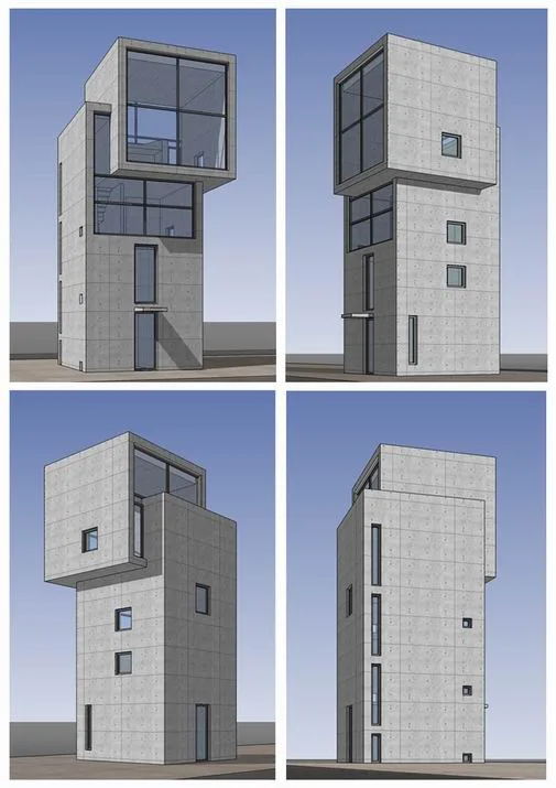 Sketchup别墅模型|安腾忠雄·4X4住宅，别墅，现代风格