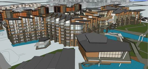 Sketchup别墅模型|联排别墅，现代风格
