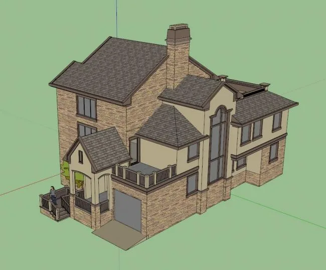 Sketchup别墅模型|独栋别墅，古典风格