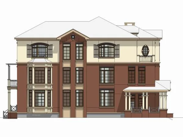 Sketchup别墅模型|独栋别墅，古典风格