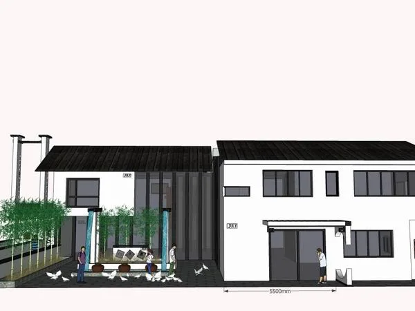 Sketchup别墅模型|独栋别墅花园，古典风格