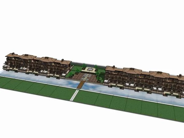 Sketchup别墅模型|联排别墅两栋，古典风格