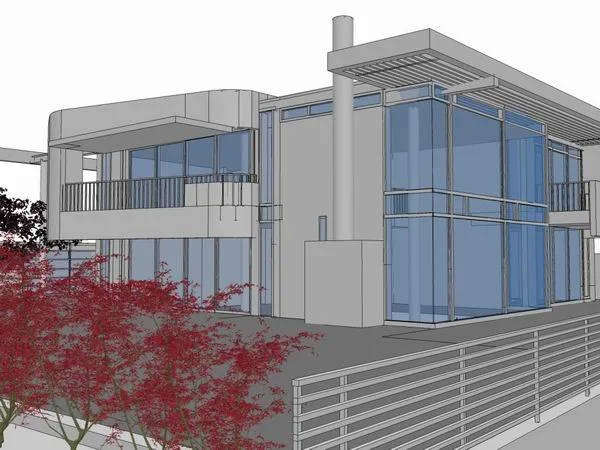 Sketchup别墅模型|独栋海滩别墅，现代风格