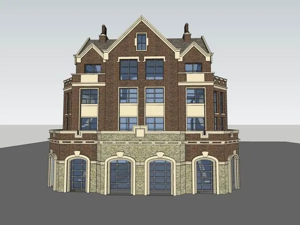 Sketchup别墅模型|独栋别墅，古典风格