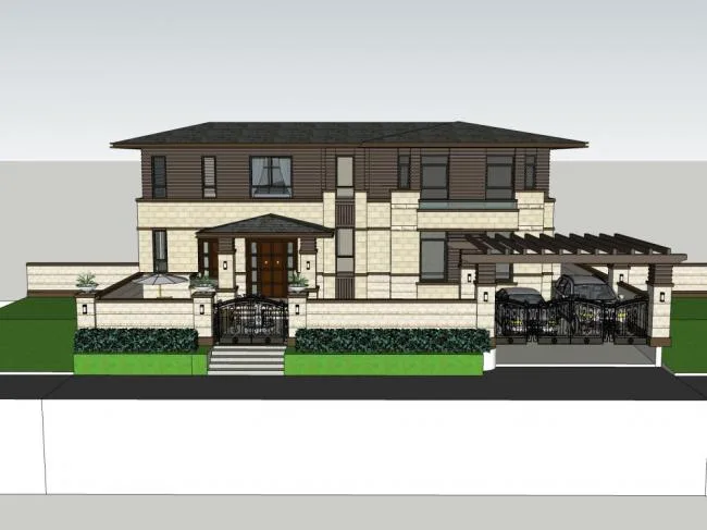 Sketchup别墅模型|独栋别墅，古典风格