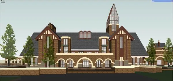 Sketchup别墅模型|别墅合院，古典风格