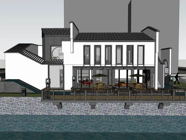 Sketchup别墅模型|别墅，中式古典风格
