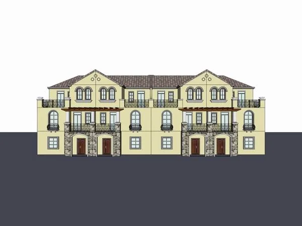 Sketchup别墅模型|联排别墅住宅，古典风格