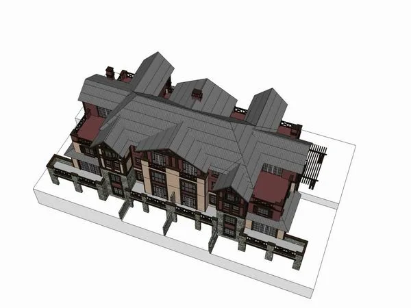 Sketchup别墅模型|联排别墅，古典风格