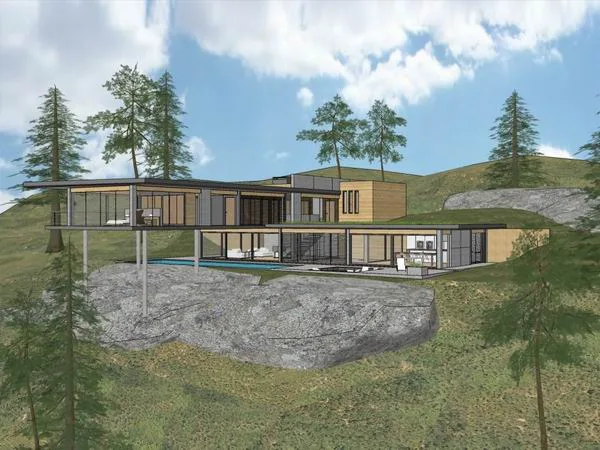 Sketchup别墅模型|独栋山地别墅，现代风格