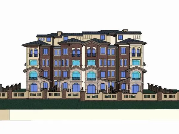 Sketchup别墅模型|叠拼别墅，古典风格