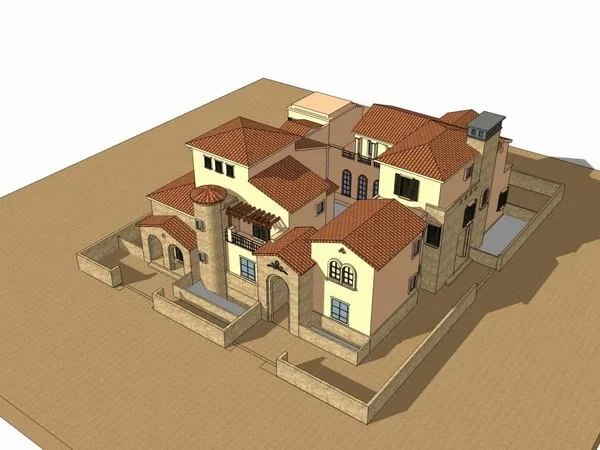 Sketchup别墅模型|托斯卡纳别墅，古典风格