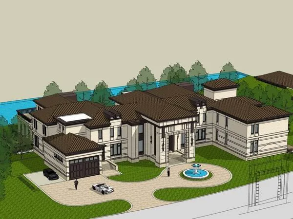 Sketchup别墅模型|独栋别墅，古典风格