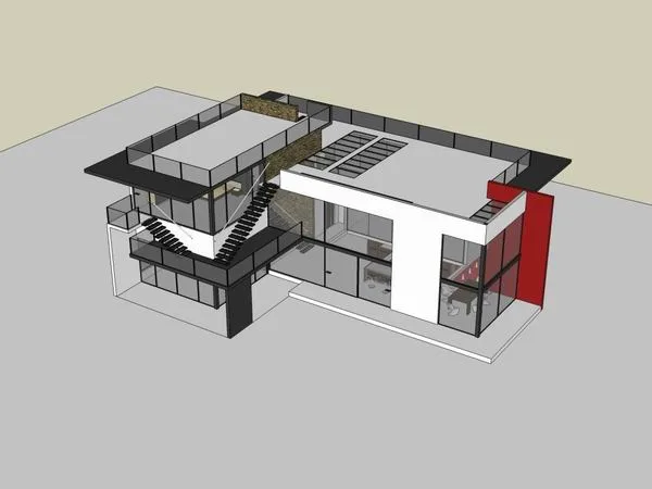 Sketchup别墅模型|独栋别墅，现代风格