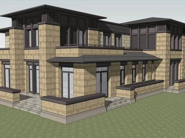 Sketchup别墅模型|独栋别墅，古典风格